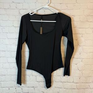 SKIMS Jelly Sheer Long Sleeve Bodysuit size XL Onyx